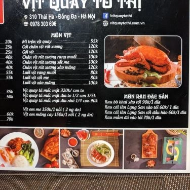 Thực đơn- Quán Ăn Vịt Quay Tô Thị - Ẩm Thực Xứ Lạng