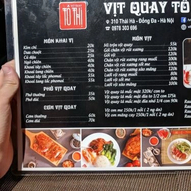 Thực đơn- Quán Ăn Vịt Quay Tô Thị - Ẩm Thực Xứ Lạng