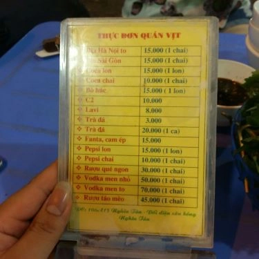 Thực đơn- Quán Ăn Vịt Quay Vân Đình - Nghĩa Tân