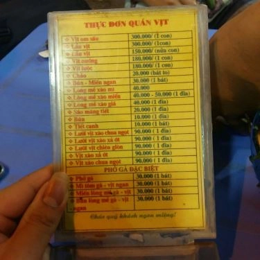 Thực đơn- Quán Ăn Vịt Quay Vân Đình - Nghĩa Tân