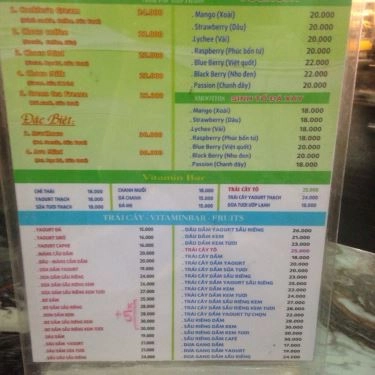 Thực đơn- Quán Ăn Vitamin Bar I - Sinh Tố & Ăn Vặt