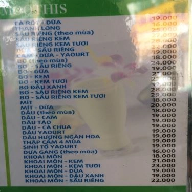 Thực đơn- Quán Ăn Vitamin Bar I - Sinh Tố & Ăn Vặt
