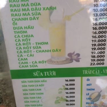 Thực đơn- Quán Ăn Vitamin Bar I - Sinh Tố & Ăn Vặt