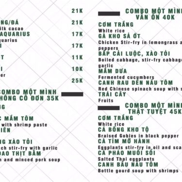 Thực đơn- Quán Ăn Volans Rice & Coffee