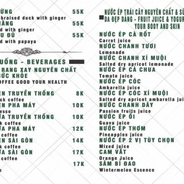 Thực đơn- Quán Ăn Volans Rice & Coffee