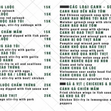 Thực đơn- Quán Ăn Volans Rice & Coffee