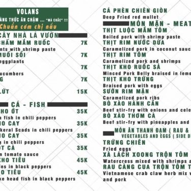 Tổng hợp- Quán Ăn Volans Rice & Coffee
