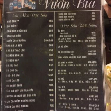 Thực đơn- Nhà Hàng Vườn Bia Restaurant - Các Món Nhậu
