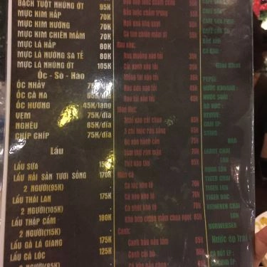 Thực đơn- Nhà Hàng Vườn Bia Restaurant - Các Món Nhậu