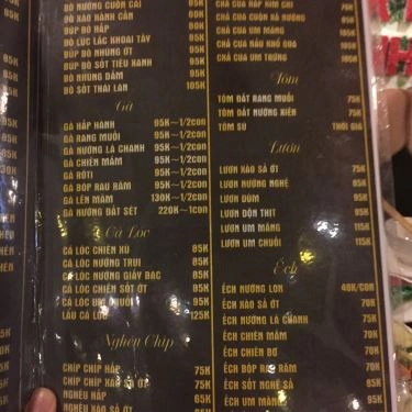 Thực đơn- Nhà Hàng Vườn Bia Restaurant - Các Món Nhậu