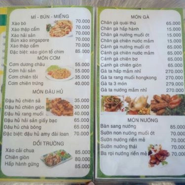 Thực đơn- Vườn Măng - Quán Ăn Gia Đình