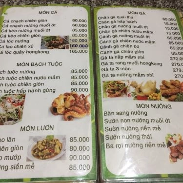 Thực đơn- Vườn Măng - Quán Ăn Gia Đình