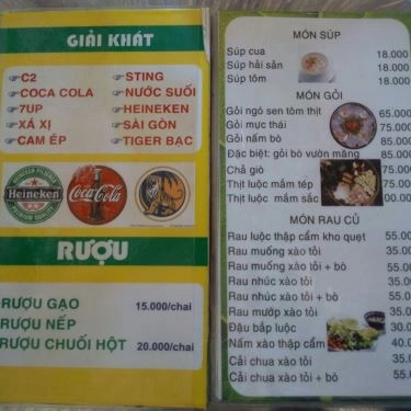 Thực đơn- Vườn Măng - Quán Ăn Gia Đình