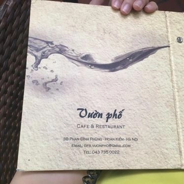 Thực đơn- Nhà Hàng Vườn Phố Cafe & Restaurant - Phan Đình Phùng