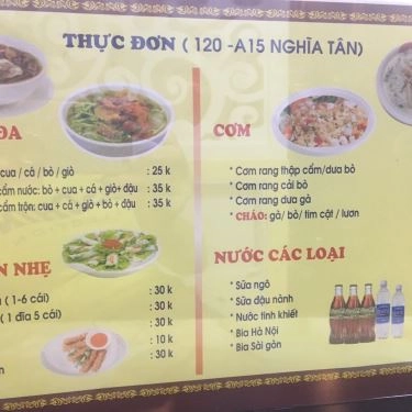 Thực đơn- Quán Ăn Vương Yến - Bún Bò Huế & Bún Bò Nam Bộ