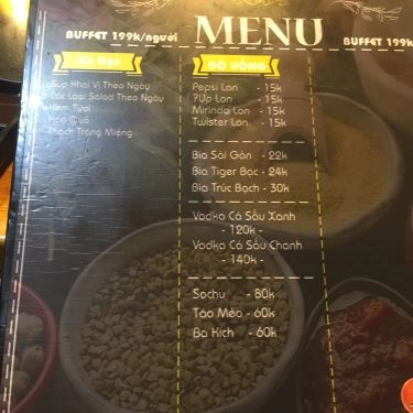 Thực đơn- Quán Ăn Xả Hận - Lẩu & Nướng Không Khói