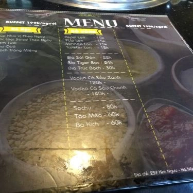 Thực đơn- Quán Ăn Xả Hận - Lẩu & Nướng Không Khói