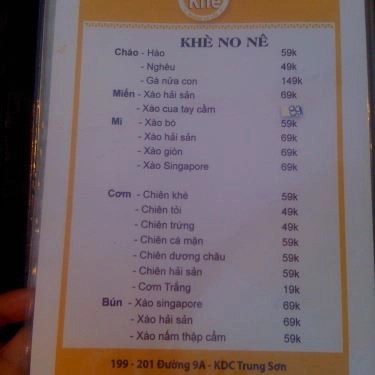 Thực đơn- Quán Ăn Xiên Khè Quán - Đường Số 9A