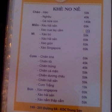Thực đơn- Quán Ăn Xiên Khè Quán - Đường Số 9A