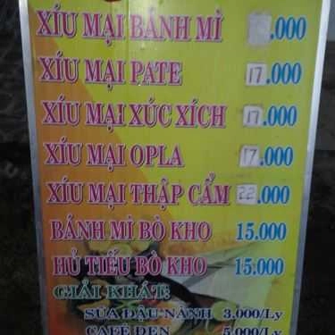 Thực đơn- Quán Ăn Xíu Mại A.Long