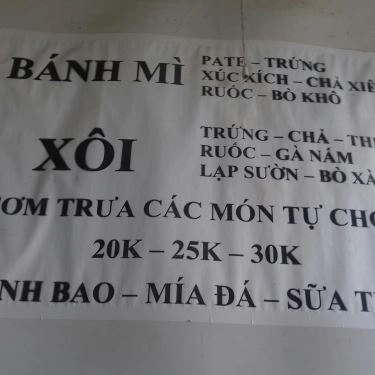 Thực đơn- Quán Ăn Xôi & Bánh Mì - Cầu Giấy