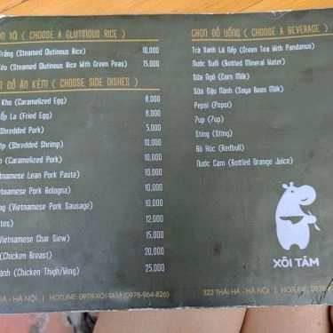 Thực đơn- Quán Ăn Xôi Tám - Thái Hà