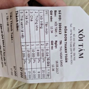 Thực đơn- Quán Ăn Xôi Tám - Thái Hà