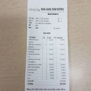 Thực đơn- Quán Ăn Xóm Nướng - Lẩu & Nướng