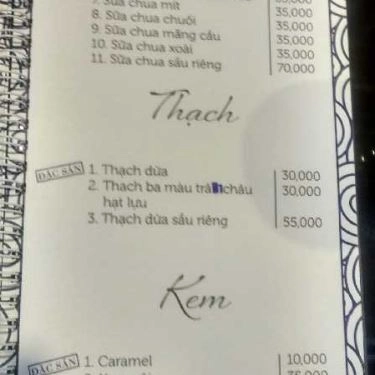 Thực đơn- Nhà Hàng Xưa Nay - Chè & Trà