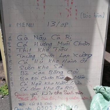 Thực đơn- Quán Ăn Y-Ki - Cơm Trưa Văn Phòng