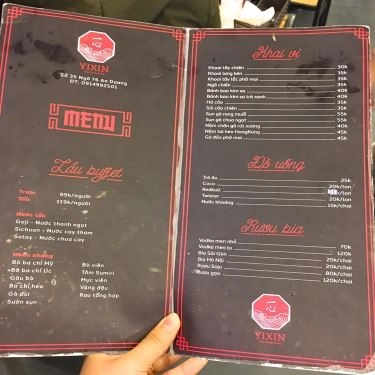 Thực đơn- Quán Ăn Yixin - Lẩu Hồng Kông - Láng Hạ
