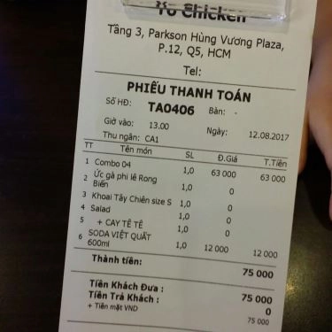 Thực đơn- Quán Ăn Yo! Chicken - Gà Take Away - Foodcourt Parkson Hùng Vương