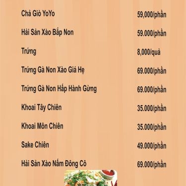 Thực đơn- Nhà Hàng Yoyo Beer Garden - Song Hành