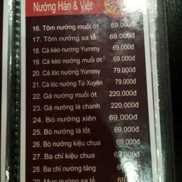 Thực đơn- Quán Ăn Yummy BBQ