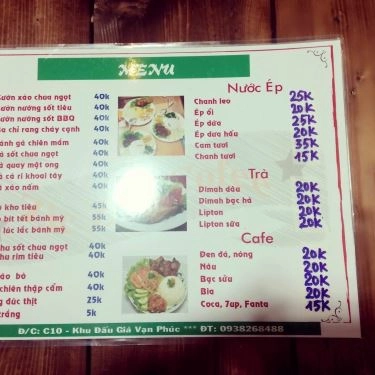 Thực đơn- Quán Ăn Ziczac - Coffee, Cơm Văn Phòng & Lẩu
