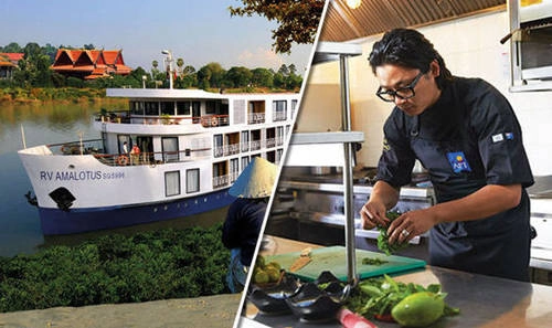 Thực đơn trên tour đường sông do đầu bếp Luke Nguyễn thiết kế. Ảnh: express Thực đơn trên tour đường sông do đầu bếp Luke Nguyễn thiết kế. Ảnh: express