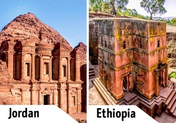 Petra là khu vực khảo cổ học ở tây nam Jordan, đón rất đông khách tới tham quan làm cho chuyến khám phá của bạn không còn nhiều thời gian để tận hưởng vẻ đẹp. Thay vì tới Petra, du khách có thể ghé Lalibela, Ethiopia để ngắm nhìn những nhà thờ, thánh đường đá và đặc biệt là nhà thờ Thánh George.