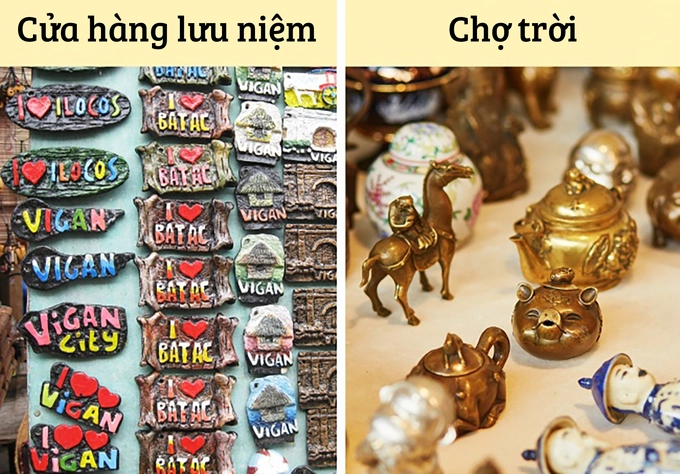 Sai lầm trong cách chọn quà lưu niệm  Thông thường sẽ có hai thái cực: người mua đồ lưu niệm xấu xí, không đáng tiền và người hối tiếc vì không mua gì cả. Lời khuyên mà những người có kinh nghiệm đưa ra là bạn nên ghé thăm một khu chợ trời. Đây là địa điểm bạn có thể tìm thấy những thứ độc đáo với mức giá rất thấp. Hầu hết món đồ bán tại đó được sản xuất tại địa phương thay vì hàng phổ cập thường thấy tại các quầy bán đồ lưu niệm. Nếu thấy thứ gì đó khiến bạn yêu thích, hãy mua nó ngay. Lý do bởi khi mọi người hoãn mua thứ gì đó trên đường du lịch, hầu như họ sẽ không bao giờ mua nó nữa. Ảnh: Encrier & Pxhere.