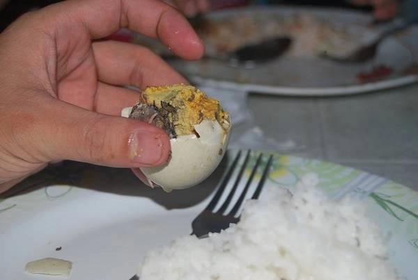 Philippines: Món trứng vịt lộn luộc rất phổ biến ở quốc gia Đông Nam Á khiến nhiều du khách hoảng sợ khi nhìn thấy. Ảnh: Flickr/riceburn07 .