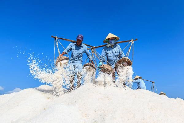 Công nhân trên cánh đống muối ở Hòn Khói, Ninh Hòa, Khánh Hòa. Ảnh: JetHuynh/Picfair. Công nhân trên cánh đống muối ở Hòn Khói, Ninh Hòa, Khánh Hòa. Ảnh: JetHuynh/Picfair.