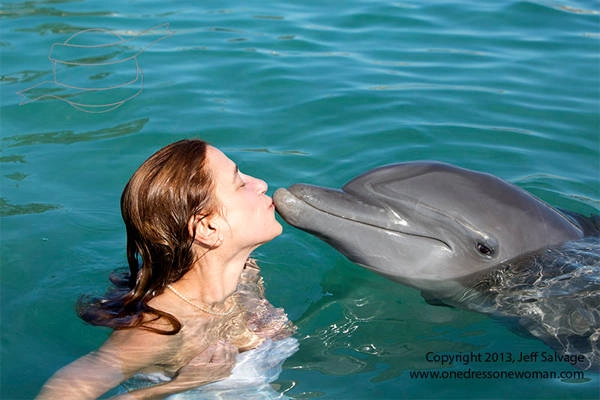 Trong hành trình đến đất nước Jamaica xinh đẹp, hai vợ chồng không bỏ qua cơ hội tới Dolphin Cove để chụp ảnh và chơi đùa với cá heo.