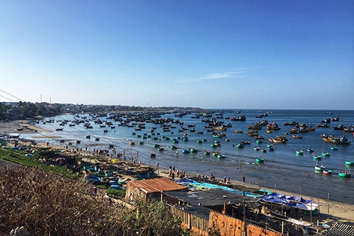 Thăm làng chài vào sáng sớm  Chợ Mũi Né vào lúc bình minh sẽ đem đến cho bạn bức tranh chân thật về cuộc sống của người địa phương. Khi những chiếc thuyền đầy ắp tôm cá cập bờ cũng là lúc thương lái, chủ nhà hàng lẫn người địa phương đổ xô ra trao đổi. Ảnh: Meidiana Ten.