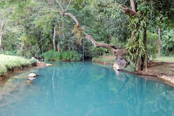 Động hồ nước xanh Poukham thu hút rất đông du khách. Động hồ nước xanh Poukham thu hút rất đông du khách.