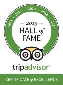 Giải thưởng Danh Giá cho 5 năm liên tiếp đạt “Chứng nhận Xuất sắc” do độc giả của trang web du lịch TripAdvisor bình chọn