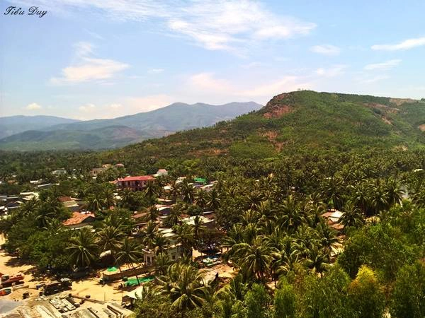 Làng chài nằm ẩn dưới những rặng dừa xanh mướt. Ảnh: Tiểu Duy Làng chài nằm ẩn dưới những rặng dừa xanh mướt. Ảnh: Tiểu Duy