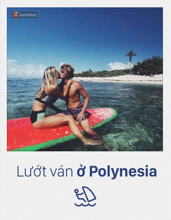 Polynesia, đặc biệt là bãi biển Tahiti từ lâu đã là điểm đến ưa thích của những người đam mê bộ môn lướt ván khi đến Pháp. Lướt 1 mình cũng được, lướt cùng bạn bè càng vui, mà lướt với người yêu thì quả thật vừa vui lại vừa lãng mạn hết biết. Polynesia, đặc biệt là bãi biển Tahiti từ lâu đã là điểm đến ưa thích của những người đam mê bộ môn lướt ván khi đến Pháp. Lướt 1 mình cũng được, lướt cùng bạn bè càng vui, mà lướt với người yêu thì quả thật vừa vui lại vừa lãng mạn hết biết.