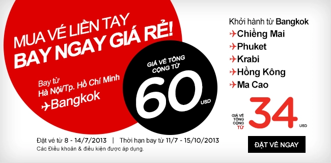 AirAsia mở loạt khuyến mãi giá vé máy bay mới