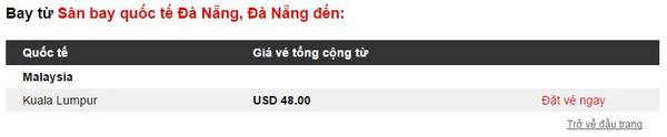 Các chặng bay từ Đà Nẵng