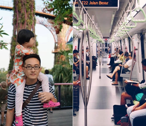Nhà chị Hạnh chủ yếu di chuyển bằng phương tiện công cộng, đi bộ trong thời gian ở Singapore. Trên ảnh là chồng và con gái, bé Kẹo của chị. Ảnh: NVCC. Nhà chị Hạnh chủ yếu di chuyển bằng phương tiện công cộng, đi bộ trong thời gian ở Singapore. Trên ảnh là chồng và con gái, bé Kẹo của chị. Ảnh: NVCC.