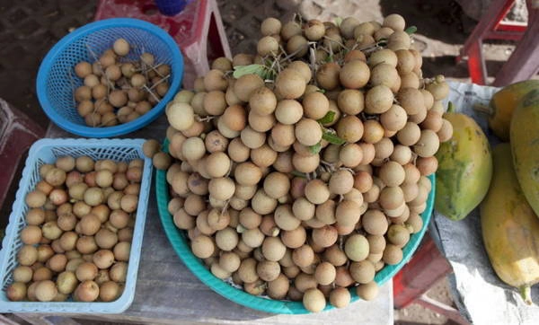 Nhãn Bạc Liêu bày bán ven đường. Trái nhãn to hơn các vùng khác - Ảnh: BÍCH HUỲNH